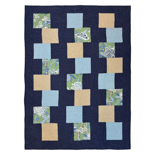 Hydrangea Bird Quilted Throw