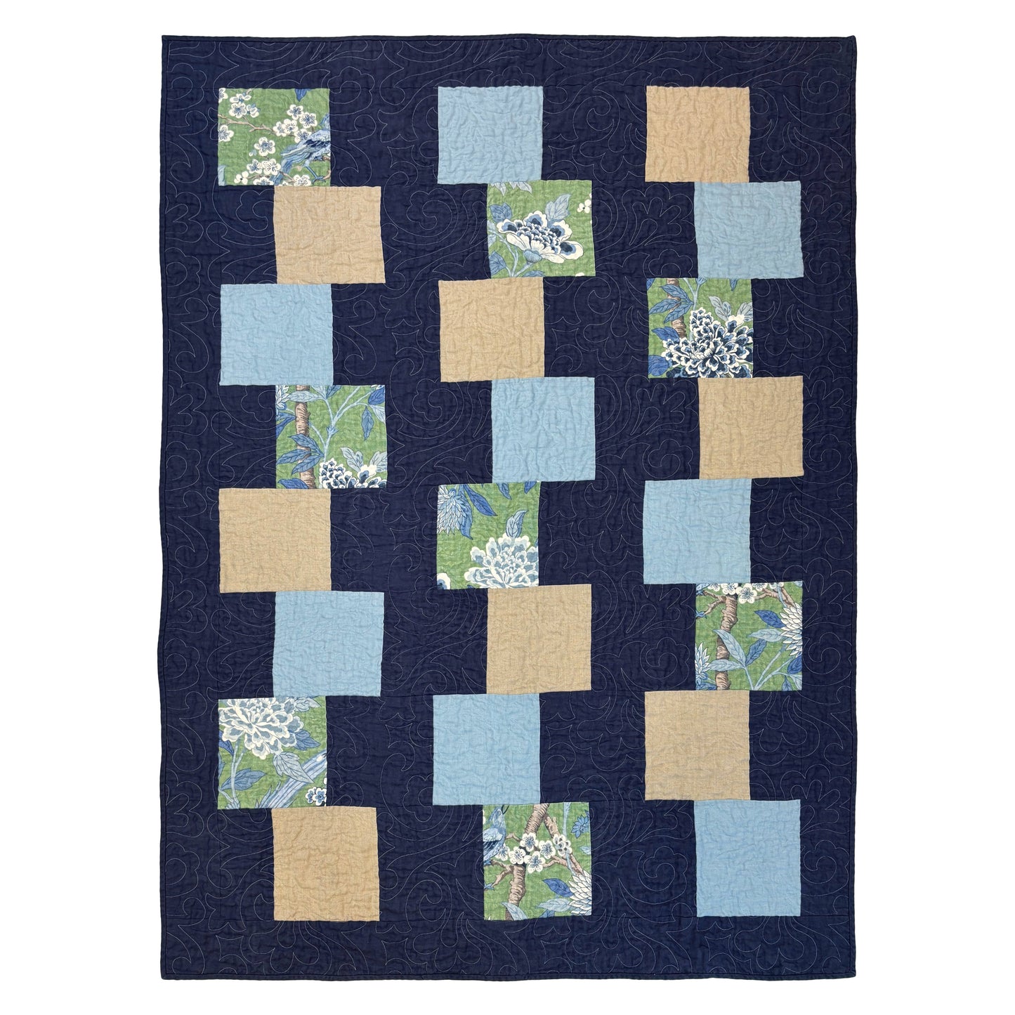 Hydrangea Bird Quilted Throw