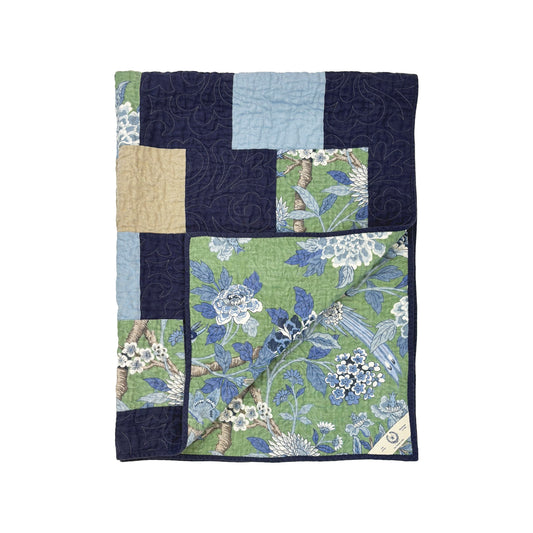 Hydrangea Bird Quilted Throw